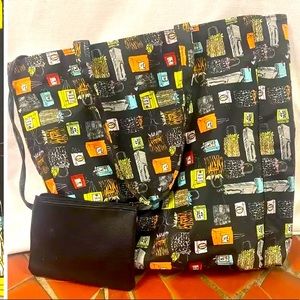 Nicole Miller LARGE shopping bag purse with attached clutch! NWOT